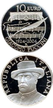80e sterfdag Giacomo Puccini 10 euro Italië 2004 BU
